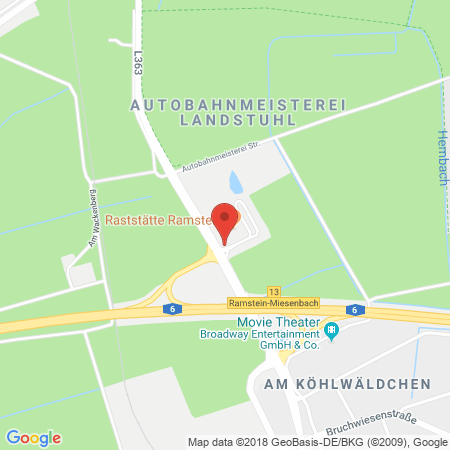 Position der Autogas-Tankstelle: Shell Autohof in 66877, Ramstein