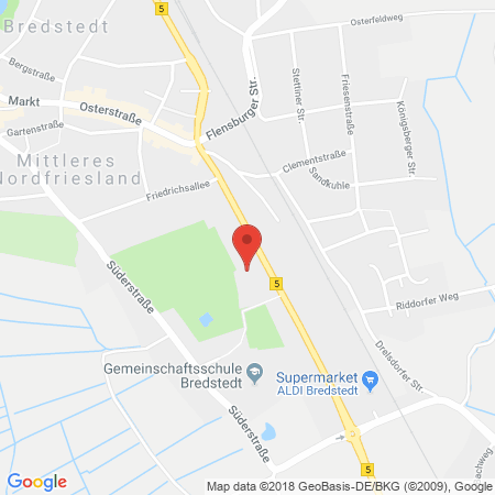 Position der Autogas-Tankstelle: Classic Tankstelle in 25821, Bredstedt