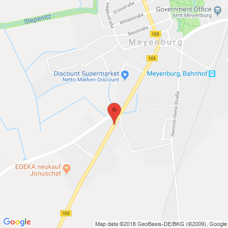 Position der Autogas-Tankstelle: HEM-Tankstelle in 16945, Meyenburg