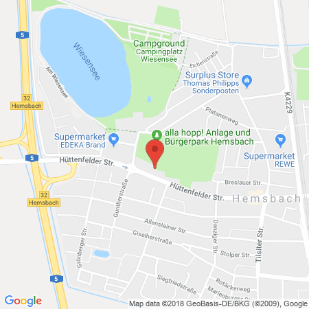 Position der Autogas-Tankstelle: Agip Station in 69502, Hemsbach