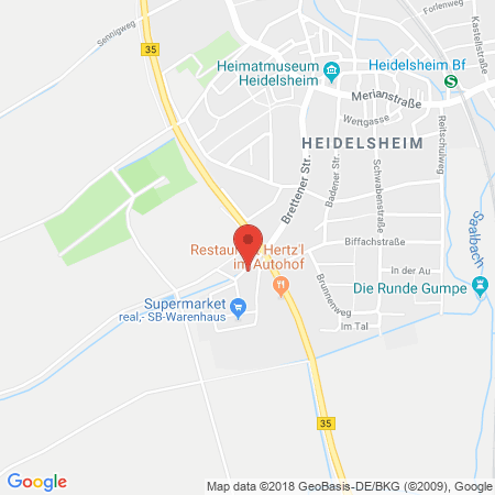 Position der Autogas-Tankstelle: SHELL Station in 76646, Bruchsal-Heidelsheim