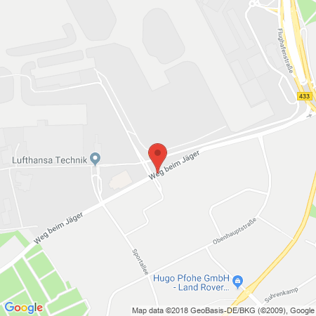 Position der Autogas-Tankstelle: Flughafen Hamburg GmbH EC-Automatentankstelle in 22335, Hamburg-Groß Bostel