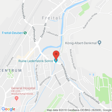 Position der Autogas-Tankstelle: TOTAL Tankstelle in 01705, Freital