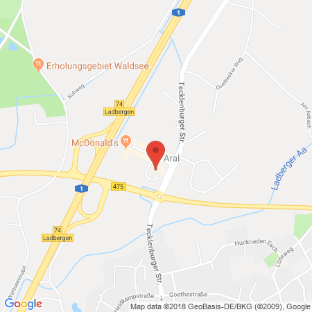 Position der Autogas-Tankstelle: Aral Tankstelle (LPG der Aral AG) in 49549, Ladbergen