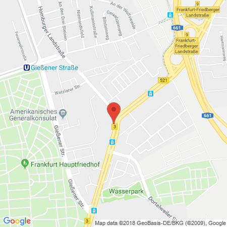 Position der Autogas-Tankstelle: ARAL Tankstelle Herr Seidel in 60389, Frankfurt