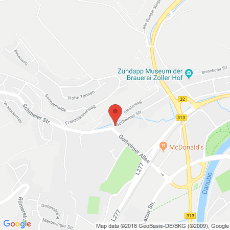 Position der Autogas-Tankstelle: Bosch Service Hirz in 72488, Sigmaringen