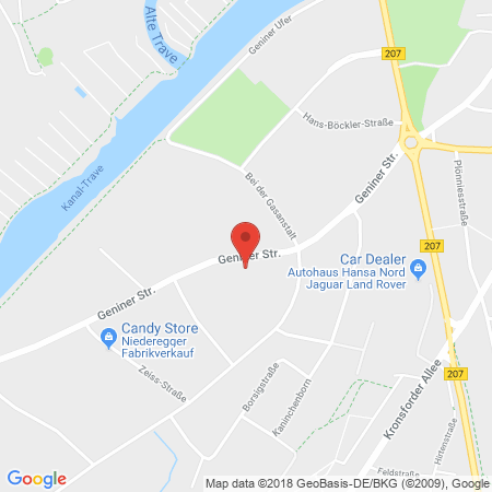 Position der Autogas-Tankstelle: Star Tankstelle Erkan Kurnaz in 23560, Lübeck