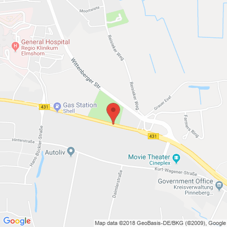 Position der Autogas-Tankstelle: Autogastankstelle Kerkamm GmbH & Co. KG in 25337, Elmshorn