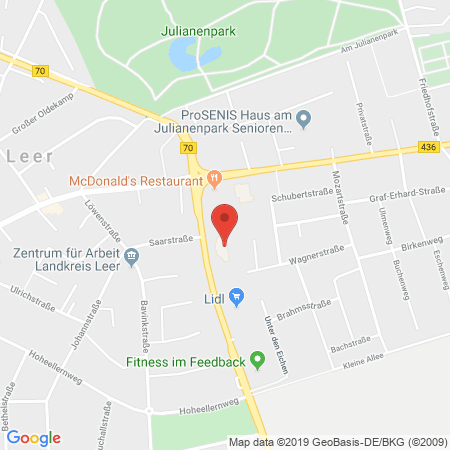 Position der Autogas-Tankstelle: HIRO Automarkt GmbH in 26789, Leer