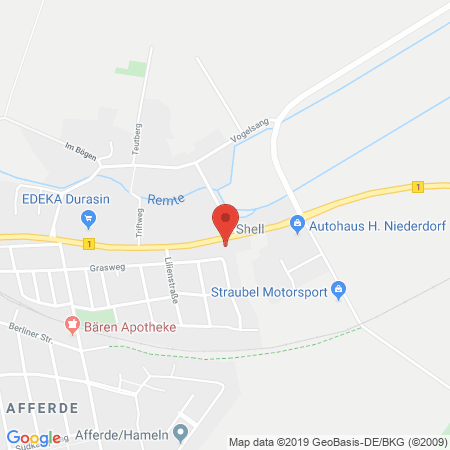 Position der Autogas-Tankstelle: KFZ Werkstatt H.-G. Boegelsack in 31789, Hameln