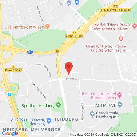 Position der Autogas-Tankstelle: Autogas-Center Braunschweig in 38124, Braunschweig