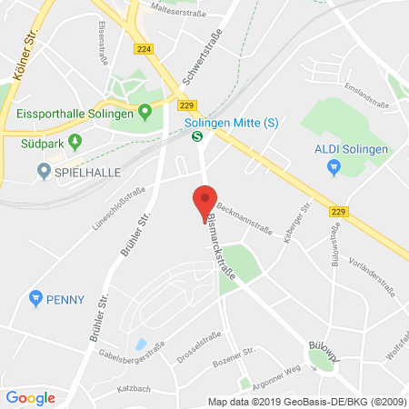 Position der Autogas-Tankstelle: Auto Treffpunkt Stamm GmbH in 42659, Solingen