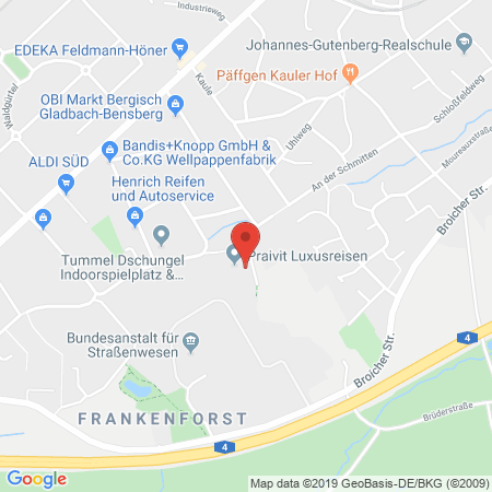 Position der Autogas-Tankstelle: Autohaus Baldsiefen GmbH in 51427, Bergisch-Gladbach