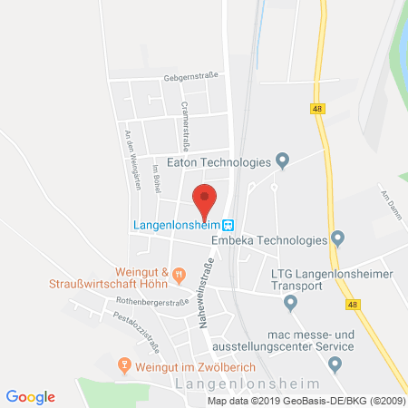 Position der Autogas-Tankstelle: KFZ-Biernacki in 55450, Langenlonsheim