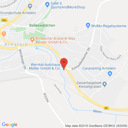 Position der Autogas-Tankstelle: KG Müller GmbH & Co. KG in 97450, Arnstein