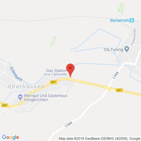 Position der Autogas-Tankstelle: AVIA Tankstelle Kurt Pfalzgraf in 76887, Oberhausen