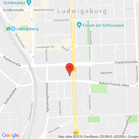 Position der Autogas-Tankstelle: G & W TANKSTELLE GMBH (Shell) in 71638, Ludwigsburg