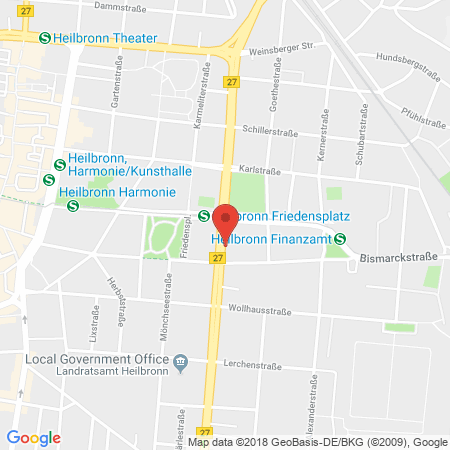 Position der Autogas-Tankstelle: Aral Tankstelle in 74072, Heilbronn