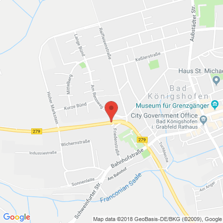 Position der Autogas-Tankstelle: bft Tankstelle Walther in 97631, Bad Königshofen