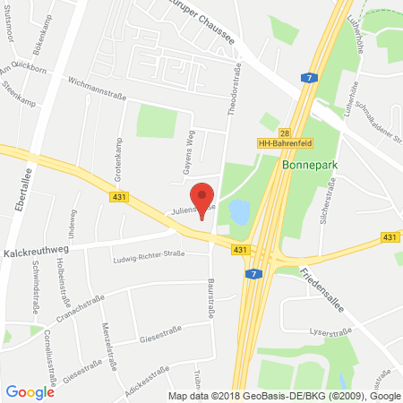Position der Autogas-Tankstelle: Esso in 22761, Hamburg