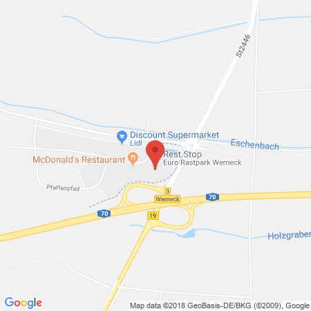 Position der Autogas-Tankstelle: Autohof Werneck (Total) in 97440, Werneck