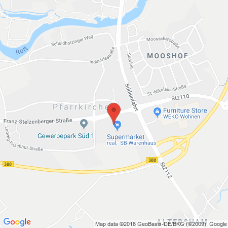 Position der Autogas-Tankstelle: Real-Tankstelle in 84347, Pfarrkirchen