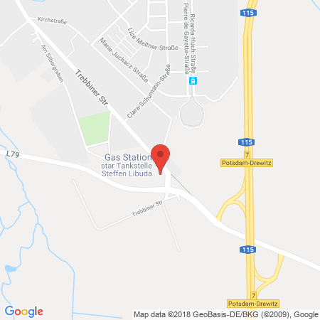 Position der Autogas-Tankstelle: Star Tankstelle in 14480, Potsdam