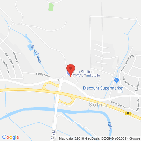 Position der Autogas-Tankstelle: Total-Tankstelle in 35606, Solms