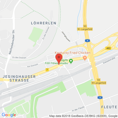 Position der Autogas-Tankstelle: Total-Tankstelle in 42389, Wuppertal