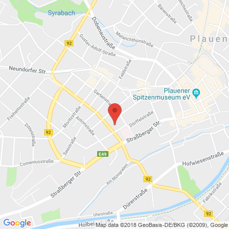 Position der Autogas-Tankstelle: Star-Tankstelle in 08523, Plauen