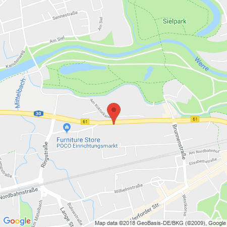 Position der Autogas-Tankstelle: JET Tankstelle in 32545, Bad Oeynhausen