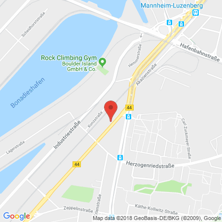 Position der Autogas-Tankstelle: Agip Tankstelle in 68169, Mannheim