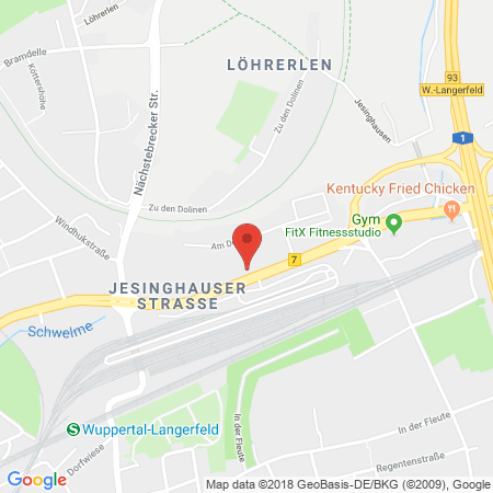 Position der Autogas-Tankstelle: B7 Tankstelle in 42389, Wuppertal
