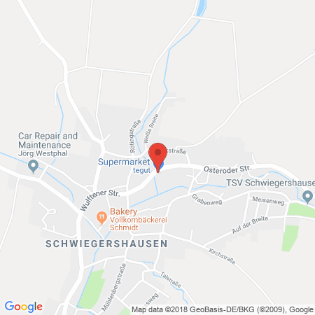 Position der Autogas-Tankstelle: Raiffeisen Warenhandel Gmbh in 37520, Schwiegershausen
