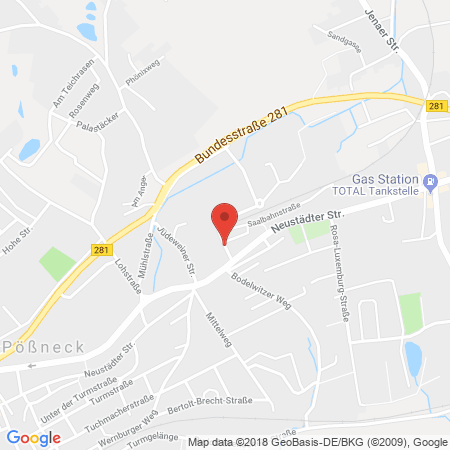 Standort der Autogas Tankstelle: W. Wetzel Brennstoff- und Mineralölhandel in 07381, Pößneck