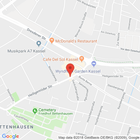 Position der Autogas-Tankstelle: Zufall *tanken+rasten* in 34123, Kassel