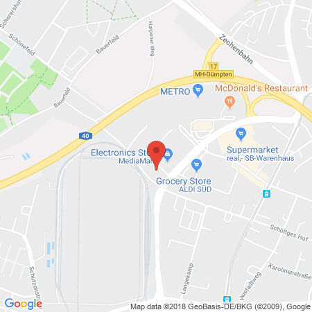Position der Autogas-Tankstelle: Supermarkt-tankstelle Muelheim Mannesmann  Allee 21 in 45475, Muelheim