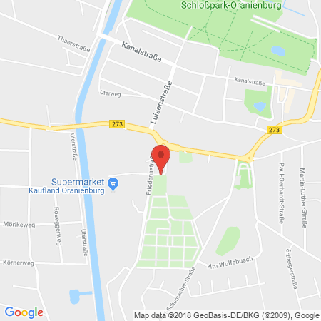 Position der Autogas-Tankstelle: Supermarkt-tankstelle Oranienburg Friedensstrasse 3 in 16515, Oranienburg