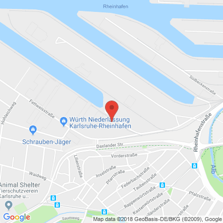 Position der Autogas-Tankstelle: Tankstelle Heinz in 76189, Karlsruhe