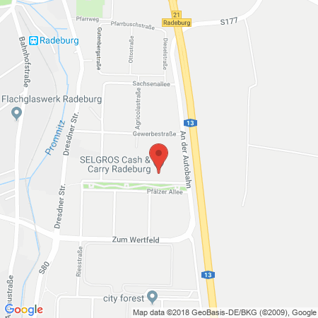 Position der Autogas-Tankstelle: Selgros in 01471, Radeburg