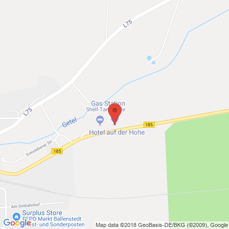 Position der Autogas-Tankstelle: Shell Tankstelle in 06493, Ballenstedt
