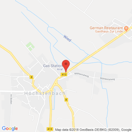 Position der Autogas-Tankstelle: Aral Tankstelle in 57629, Höchstenbach