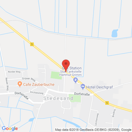 Position der Autogas-Tankstelle: Star Tankstelle in 25920, Stedesand