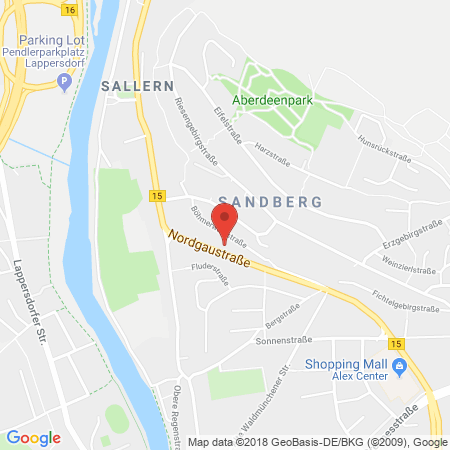 Position der Autogas-Tankstelle: AVIA Tankstelle in 93059, Regensburg