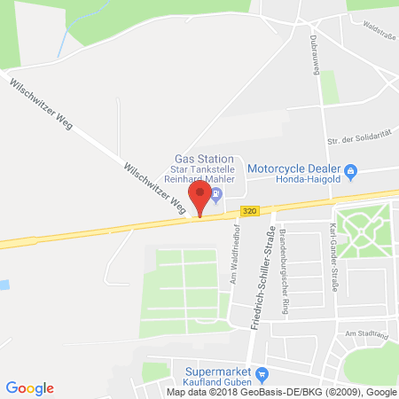 Position der Autogas-Tankstelle: Star Tankstelle in 03172, Guben