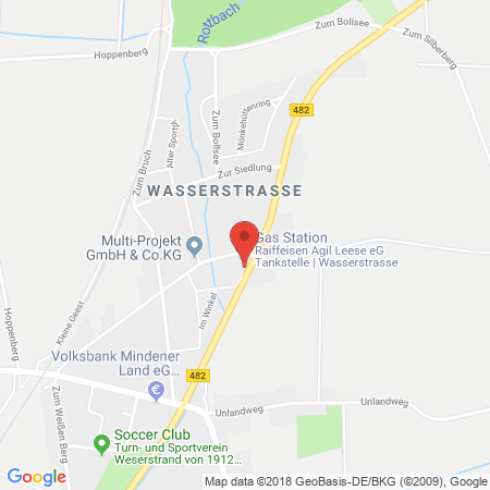 Position der Autogas-Tankstelle: Raiffeisen Agil Leese Eg in 32469, Petershagen - Ot Wasserstraße