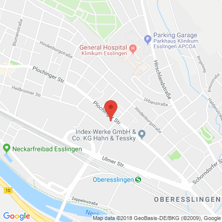 Position der Autogas-Tankstelle: Esso Tankstelle in 73730, Esslingen