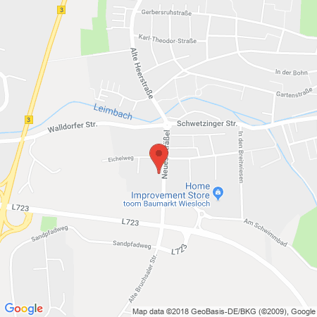 Position der Autogas-Tankstelle: Aral Tankstelle in 69168, Wiesloch