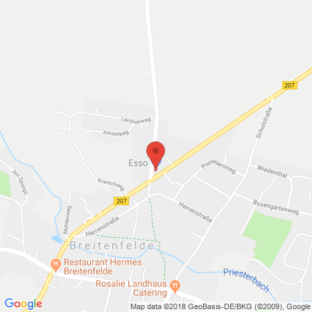 Position der Autogas-Tankstelle: Esso Tankstelle in 23881, Breitenfelde