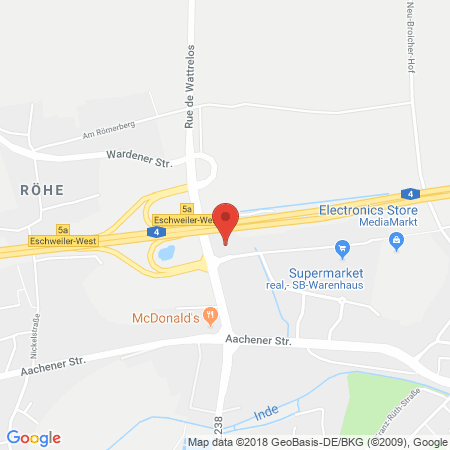 Position der Autogas-Tankstelle: Aral Tankstelle in 52249, Eschweiler